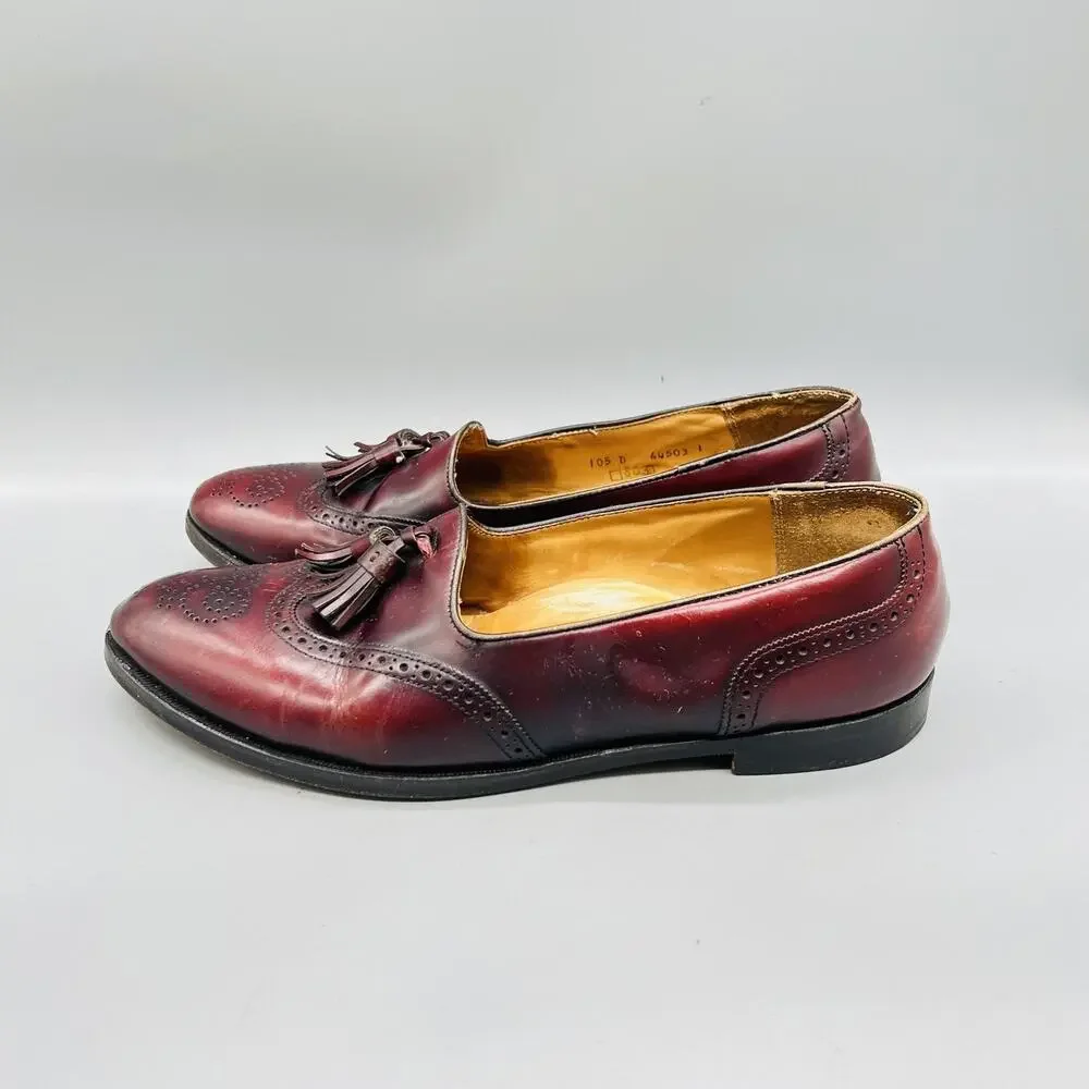 Cole Haan Shoes Mens 10.5 Brown Leather Tassel Loafers Vintage Dress Made USA